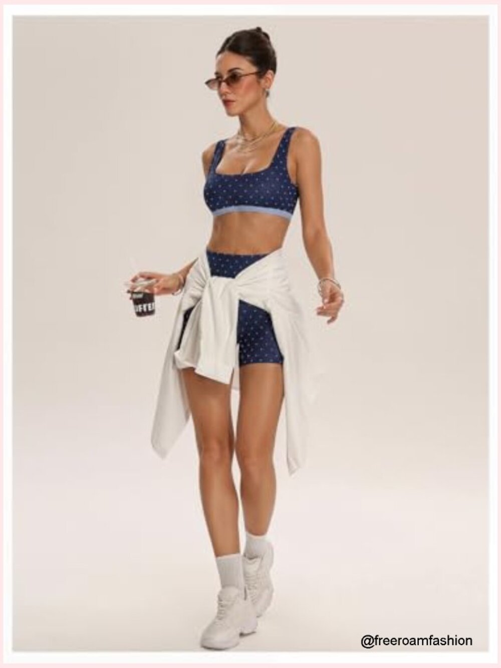 2 Piece Polka Dot Tank Top & High Waist Biker Shorts Set - Picture 5 of 5